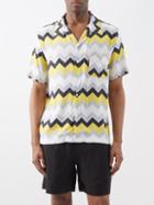 Missoni Mare - Zigzag-print Cuban Collar Shirt - Mens - Yellow Multi