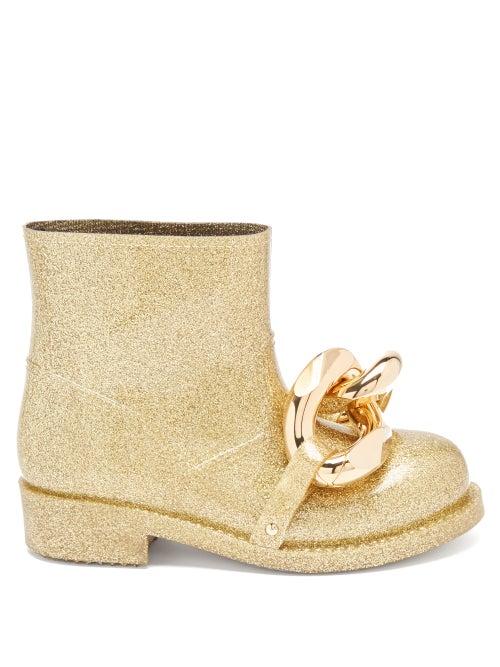 Jw Anderson - Chain Metallic-rubber Boots - Womens - Gold