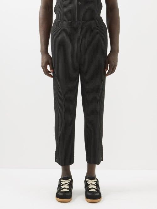 Homme Pliss Issey Miyake - Cropped Technical-pleated Trousers - Mens - Grey