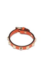 Matchesfashion.com Valentino Garavani - Rockstud Buckled Leather Bracelet - Womens - Orange