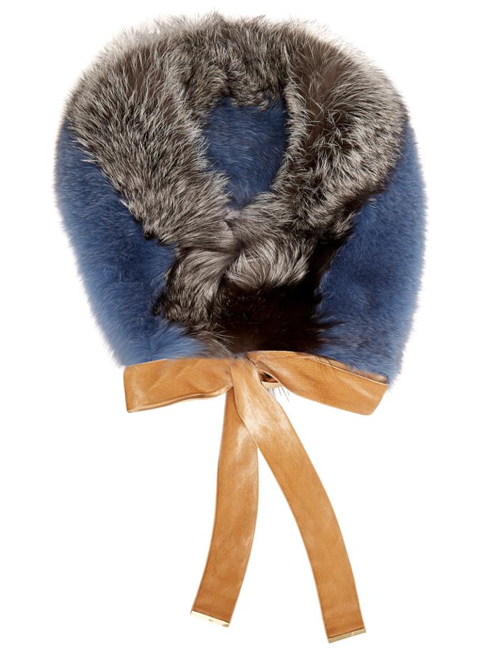 Diane Von Furstenberg Contrast-panel Fox-fur Scarf