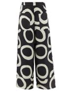Cala De La Cruz - Belize High-rise Printed Linen Trousers - Womens - Black White