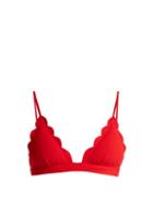 Matchesfashion.com Marysia - Santa Clara Scallop Edges Triangle Bikini Top - Womens - Red