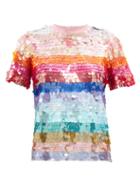 Matchesfashion.com Ashish - Sequin-striped T-shirt - Womens - Multi