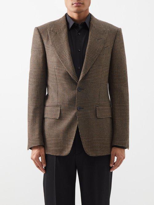 Tom Ford - Shelton Prince Of Wales-check Blazer - Mens - Brown