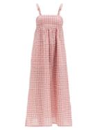 Matchesfashion.com Belize - Louisa Gingham Cotton-blend Midi Dress - Womens - Pink Print