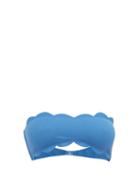 Matchesfashion.com Marysia - Santa Monica Scalloped Bandeau Bikini Top - Womens - Blue
