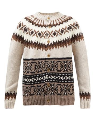 Eye/loewe/nature - Round-neck Wool-blend Jacquard Cardigan - Mens - Multi