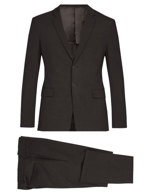 Matchesfashion.com Prada - Single Breasted Wool Blend Suit - Mens - Dark Grey