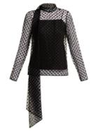 Matchesfashion.com Erdem - Yvonne Polka Dot Flocked Silk Tulle Blouse - Womens - Black