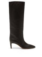 Paris Texas - Point-toe Leather Knee-high Boots - Womens - Black