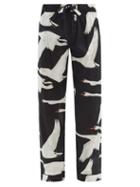 Matchesfashion.com Desmond & Dempsey - Swan-print Organic-cotton Pyjama Trousers - Mens - Black