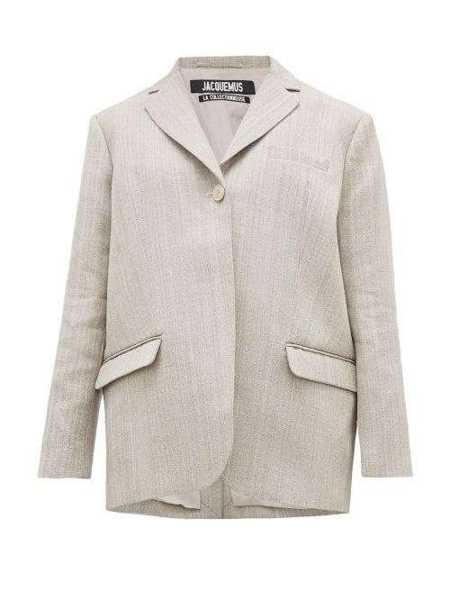 Matchesfashion.com Jacquemus - Moyo Single Breasted Twill Blazer - Womens - Grey