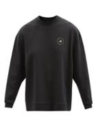 Adidas By Stella Mccartney - Logo-print Cotton-blend Jersey Sweatshirt - Womens - Black