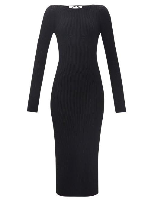 Ladies Rtw Khaite - Vivia Lace-up Ribbed Midi Dress - Womens - Black