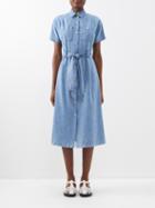 A.p.c. - Drew Belted Denim Shirt Dress - Womens - Light Denim