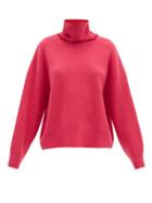 Matchesfashion.com Raey - Cropped Displaced-sleeve Roll-neck Wool Sweater - Womens - Purple