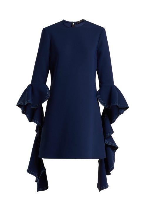 Matchesfashion.com Ellery - Kilkenny Ruffle Sleeves Shift Dress - Womens - Navy