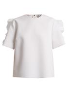 Msgm Round-neck Ruffle-trimmed Crepe Top