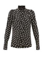 Matchesfashion.com Isabel Marant - Lamia High Neck Floral Print Silk Blouse - Womens - Black Print