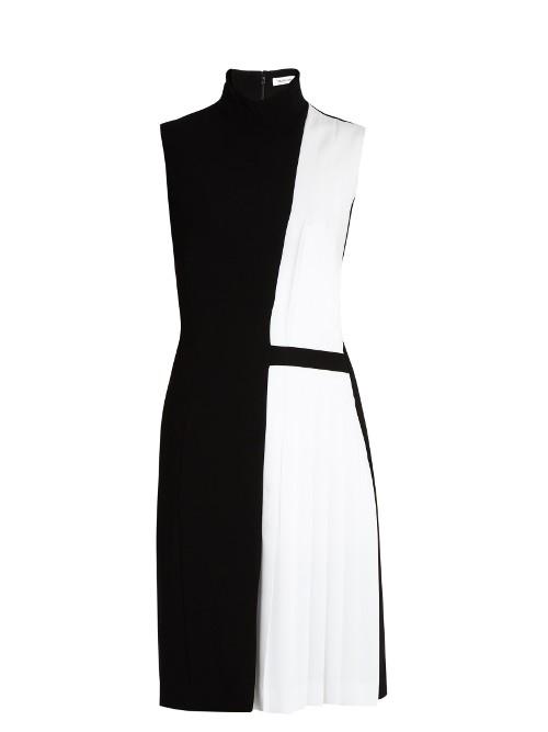 Mugler High-neck Pleated-panel Cady Dress