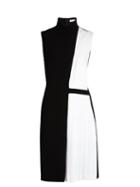 Mugler High-neck Pleated-panel Cady Dress