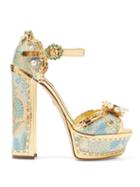Matchesfashion.com Dolce & Gabbana - Keira Jacquard Brocade Platform Sandals - Womens - Gold Multi