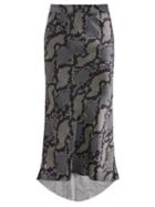Matchesfashion.com Raey - Bias Godet Geo Snake Print Silk Slip Skirt - Womens - Navy Print