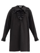 Matchesfashion.com Msgm - Ruffled Cotton-poplin Mini Dress - Womens - Black