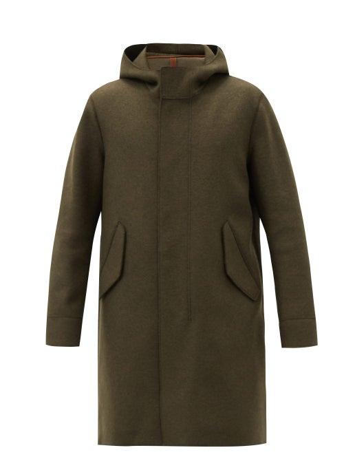 Matchesfashion.com Harris Wharf London - Hooded Felted-wool Parka - Mens - Dark Green