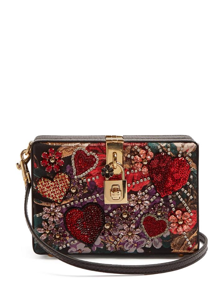 Dolce & Gabbana Crystal-embellished Floral-jacquard Clutch
