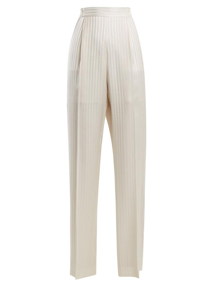Stella Mccartney High-rise Striped-jacquard Silk-satin Trousers