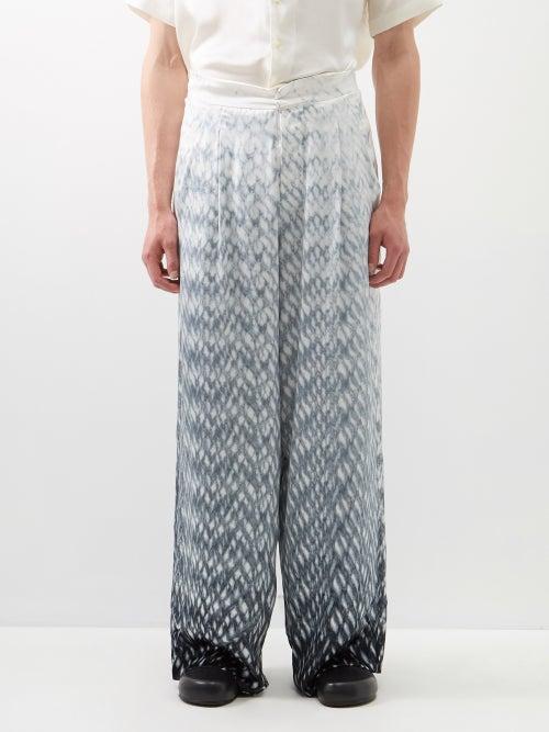 Delos - Helmut Shibori-dyed Silk Trousers - Mens - White Multi