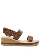 Matchesfashion.com Ancient Greek Sandals - Clio Rainbow Python-embossed Leather Wedges - Womens - Brown Multi