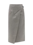 Ladies Rtw Wardrobe. Nyc - Release 05 Houndstooth Wool Wrap Midi Skirt - Womens - Black White
