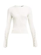 Matchesfashion.com Alexander Mcqueen - Hook And Eye Sleeve Ribbed Sweater - Womens - Ivory