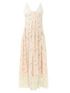 Matchesfashion.com Paco Rabanne - Lace-trimmed Floral-print Crepe Dress - Womens - Light Pink