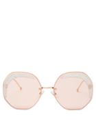 Matchesfashion.com Fendi - Fendi Glass Glittered Metal Sunglasses - Womens - Light Pink