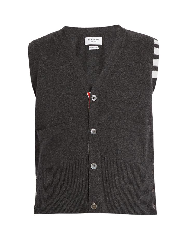 Thom Browne V-neck Cashmere Sleeveless Cardigan