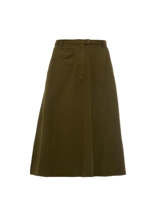 Sea A-line Japanese Garment-dyed Cotton Skirt