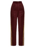 Matchesfashion.com Hillier Bartley - Bathorea Faux Snake Trimmed Wool Blend Trousers - Womens - Burgundy Multi