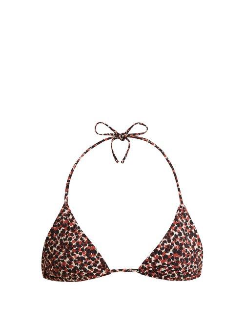 Matchesfashion.com Matteau - The String Triangle Bikini Top - Womens - Brown Print