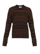Matchesfashion.com Ami - Jacquard Knit Cotton Blend Sweater - Mens - Brown Multi