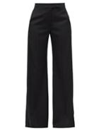 Matchesfashion.com Stella Mccartney - High-rise Wide-leg Wool-crepe Trousers - Womens - Black
