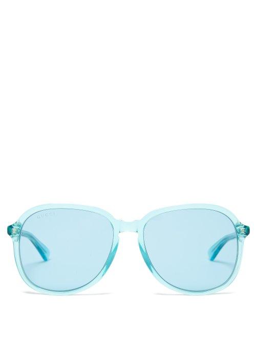Matchesfashion.com Gucci - Round Frame Acetate Sunglasses - Womens - Light Blue