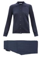 Johnstons Of Elgin - Wool Cardigan And Track Pants - Womens - Navy