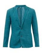 120 Lino 120% Lino - Single-breasted Linen Jacket - Mens - Blue