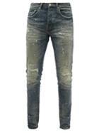 Purple Brand - P001 Distressed Painted Slim-leg Jeans - Mens - Navy