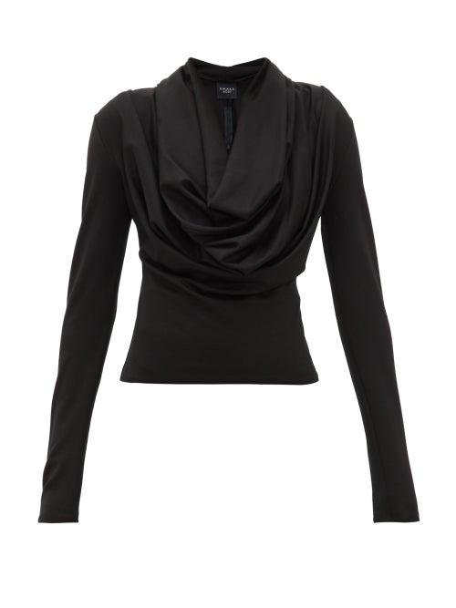 Matchesfashion.com A.w.a.k.e. Mode - Rollercoaster Draped Neck Top - Womens - Black