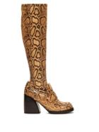 Matchesfashion.com Chlo - Adelie Python Effect Leather Knee High Boots - Womens - Black Yellow